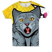 Дитяча 3D футболка Cat Wow Pop Art