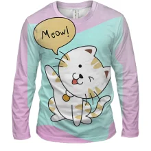 Чоловічий 3D лонгслів з котом Meow