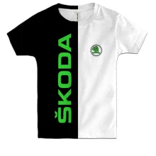 Детская 3D футболка с черно-белым принтом Skoda
