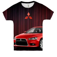 Детская 3D футболка с красным Mitsubishi Lancer