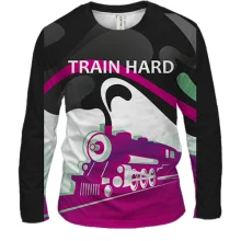 Мужской 3D лонгслив Train Hard (joke)