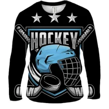 Мужской 3D лонгслив Blue Hockey