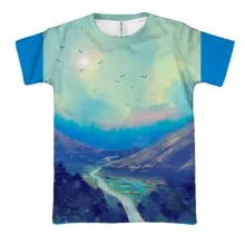 3D футболка Watercolor landscape