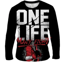 Мужской 3D лонгслив One life - many fight