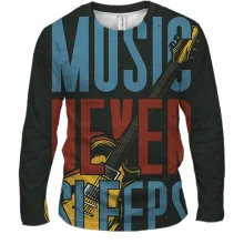 Мужской 3D лонгслив music never sleeps