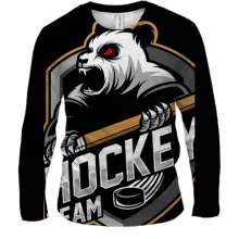 Мужской 3D лонгслив Panda hockey