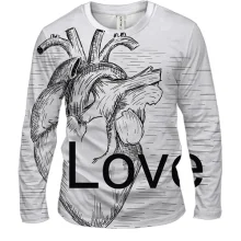 Мужской 3D лонгслив Love heart
