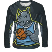 Мужской 3D лонгслив Basketball носорог