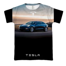 3D футболка Dark blue Tesla