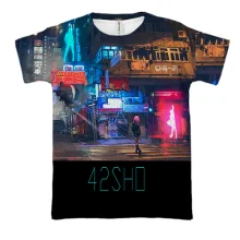 3D футболка 42SHO нічний китайське місто