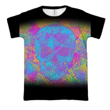 3D футболка Череп из неоновых точек