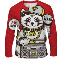 Мужской 3D лонгслив Hip hop cat