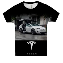 Детская 3D футболка White Tesla
