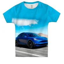 Детская 3D футболка Blue Tesla