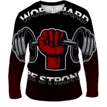 Чоловічий 3D лонгслів Work Hard Ba Strong