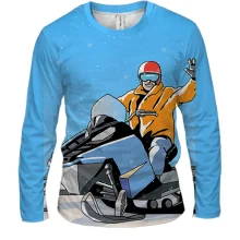 Мужской 3D лонгслив Man and Snowmobile