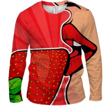 Чоловічий 3D лонгслів Strawberries on Lips Pop Art