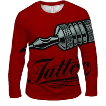 Чоловічий 3D лонгслів Tattoo machine Red