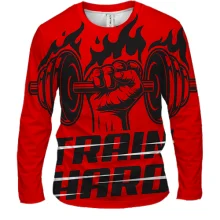Чоловічий 3D лонгслів Train Hard Red