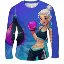Мужской 3D лонгслив Girl Power с девушкой-боксером
