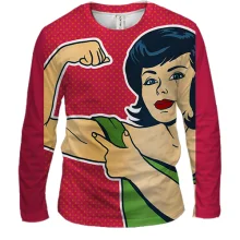 Мужской 3D лонгслив Strong girl Pop art