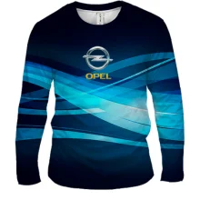 Мужской 3D лонгслив Opel с голубыми геометрическими линиями