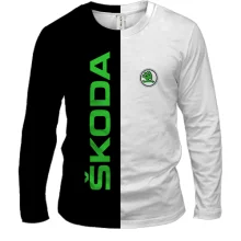 Мужской 3D лонгслив с черно-белым принтом Skoda