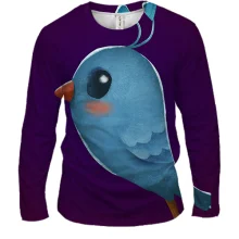 Мужской 3D лонгслив Light-blue bird