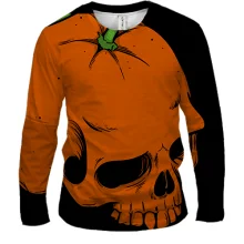 Мужской 3D лонгслив Skull-Orange