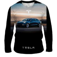 Чоловічий 3D лонгслів Dark blue Tesla