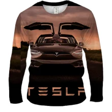 Чоловічий 3D лонгслів Black Tesla