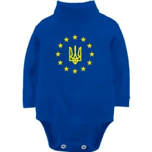 Дитяче боді з довгим рукавом з гербом України - ЄС