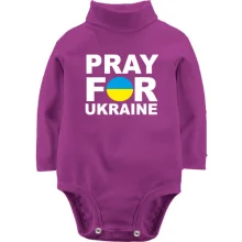 Дитяче боді з довгим рукавом з написом «Pray for Ukraine» у синьо-жовтому колі