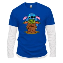 Комбинированный лонгслив Stitch and Baby Yoda