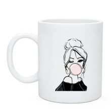 Чашка Girl with babble gum art