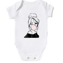 Детское боди Girl with babble gum art