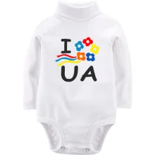 Дитяче боді з довгим рукавом I love Ukraine з вінком