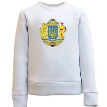 Детский свитшот с большим гербом Украины, львом и казаком