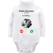 Детское боди с длинным рукавом Pablo Escobar is calling