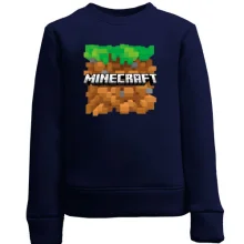 Детский свитшот с блоком земли и логотипом Minecraft