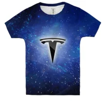 Детская 3D футболка Tesla космос