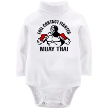 Дитяче боді з довгим рукавом Муай тай з бійцем і написом «FULL CONTACT FIGHTER»