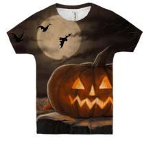 Детская 3D футболка Halloween pumpkin art 4