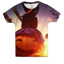 Детская 3D футболка Halloween pumpkin sunset