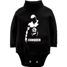 Детское боди с длинным рукавом с силуэтом атлета и надписью «Conquer»