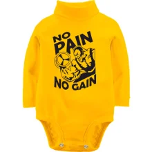 Детское боди с длинным рукавом с бодибилдером «No pain no gain»