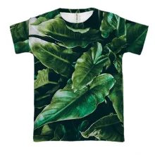 3D футболка Green leaves pattern