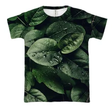 3D футболка Green leaves pattern 2
