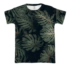 3D футболка Green leaves pattern 3