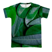 3D футболка Green leaves pattern 4